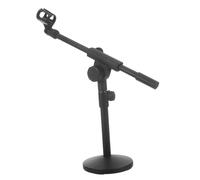 CONGARTENO Adjustable Desktop Microphone Stand with Sloped Arm and Weighted Round Base Compact Table Mic Stand for Home Performance and Recording Use
