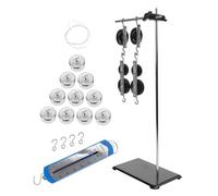 CONGARTENO Adjustable Height Pulley Block with Metal Bracket and Hook Weights Physics Teaching Tools for Beginner Science Experiments Laboratory Mechanics Kit