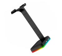 CONGARTENO Adjustable Rgb Breathing Light Headphone Holder with Dual USB Hub Stable Desktop Headset Storage Rack for Over-ear Headphones Easy Installation Black Gaming Headset Display Stand