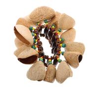 CONGARTENO African Nutshell Handbell Bracelet Tribal Style Coconut Shell Wrist Percussion Instrument Handbell for Live Music and Dance Accessories