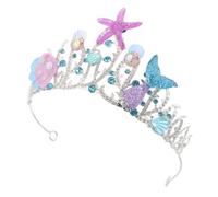 CONGARTENO Alloy Rhinestone Mermaid Crown for Women Ocean Themed Wedding Bridal Headpiece Handcrafted Seashell Princess Tiara for Birthday and Formal Events