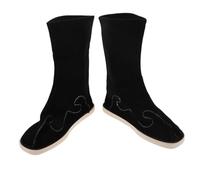CONGARTENO Ancient Hanfu Boots Mid-calf Chinese Performance Shoes Non-slip PU Material Cultural Elegance for Hanfu Enthusiasts Stage Shows Black
