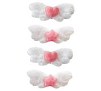 CONGARTENO Angel Wing Heart Hair Clips 4pcs Plush Decorative Side Barrettes for Girls Teens Wedding Hair Accessories