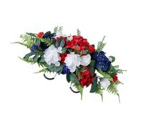 CONGARTENO Artificial Cemetery Flower Saddle with Realistic Red White Roses for Headstone Decoration Lightweight and Easy to Arrange Memorial Commemorative Floral Tribute for Tombstones and