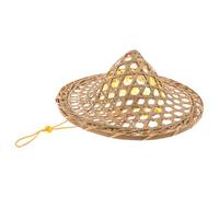 CONGARTENO Bamboo Samurai Knight Hat Lightweight Handmade Asian Conical Rice Farmer Cap for Halloween Cosplay Party Traditional Chinese Style Ancient Opera Accessory