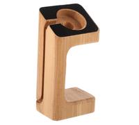 CONGARTENO Bamboo Smart Watch Charging Stand Lightweight Portable Holder Compatible with Apple Watch Durable Natural Wood Grain Bracket with Soft Pad for Bedroom and Office Display