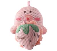 CONGARTENO Bath Scrubber Shower Ball 2pcs Set, Pink Octopus Lotus Pink Strawberry, Soft Mesh Body Wash Sponge for Women, Portable Exfoliating Shower Sponges for Bathing and Skin Care