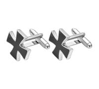 CONGARTENO Black Alloy Cross Shape Cufflinks Set for Men, Attractive and Safe Suit Cuff Links, for Business Partnerships and Anniversary Occasions