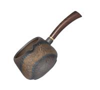 CONGARTENO Black Ebony Side Handle Ceramic Tea Fairness Cup Handmade Vintage Tea Dispenser with Golden Iron Glaze