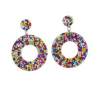 CONGARTENO Bohemia Bead Earrings for Women and Lightweight Dangle Geometric Statement Jewelry Summer Fashion Accessories Comfortable