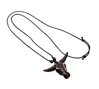 CONGARTENO Bohemian Style Ox Head Resin Necklace Ethnic Party Jewelry for Women and Men Festival Decoration Accessory Vintage Tribal Pendant for Vacation Beach Wear