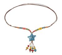 CONGARTENO Boho Necklace: Ceramic Beads Star Charm Long Y Necklace Hippie Vintage Chinese Style Summer Ethnic Statement Jewelry For Women Girl Beach Travel