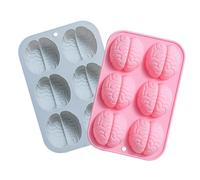 CONGARTENO Brain Shape Silicone Mold 6-Cavity for Chocolate Cake Fondant Baking DIY Candy Dessert Molds, Food-Grade Silicone, Blue Pink Set for Home Kitchen Baking and Ice Cube Making