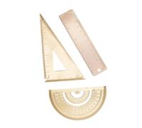 CONGARTENO Brass Drawing Measurement Tools Geometry Ruler Triangle Protractor with Clear Scale for Technical Drawing School Stationery and Angle Measurement