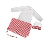 CONGARTENO Chef Costume with Pink Long Sleeve Apron and Hat Breathable Role Play Outfit for Baking Cooking School Plays and Birthday Parties Suitable