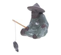 CONGARTENO Chinese Fisherman Figurine Lightweight Ceramic Miniature Fish Tank Statue Traditional Asian Micro Landscape Decoration for Aquariums Tabletop Garden and Bonsai Display