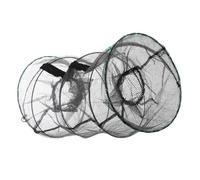 CONGARTENO Collapsible Spring-loaded Fishing Trap Net for Crabs Crawfish Lobster and Shrimp Fiber Cylindrical Bait Cage with Closure Space-saving Foldable Design for Freshwater and