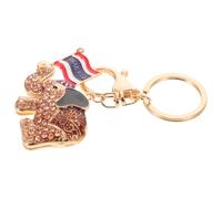 CONGARTENO Colorful Rhinestone Elephant Keychain for Women Patriotic Thailand Flag Metal Bag Charm Lucky Handbag Pendant Travel Souvenir Accessory for Backpack
