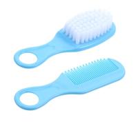CONGARTENO Comb and Brush for Newborns Blue Soft Bristle Massage Hairbrush with Circular Tooth Design Gentle Scalp Care Static Grooming Kit