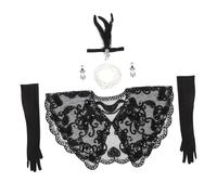 CONGARTENO Costume Accessories Set Vintage Flapper Outfit with Beaded Necklaces Earrings Gloves Sequin Shawl for Ladies for Weddings Parties Themed Events