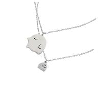 CONGARTENO Couples Ghost Pendant Necklace Matching Relationship Jewelry for Valentine Day Cute Cartoon Charm for Him and Her Unique for Anniversaries and Birthdays