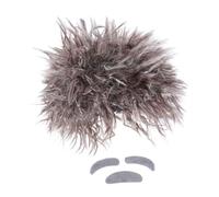 CONGARTENO Crazy Scientist Wig Set with Brown Braided Wig Fake Mustache and Eyebrows for Men and Old Man Costume Accessory for Science-themed Parties Cosplay Halloween and Stage Performances