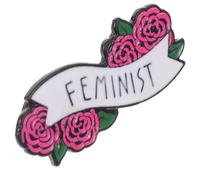 CONGARTENO Creative Rose Flower Brooch for Women Feminist Letters Design Breastpin Decorative Corsage Pin Elegant Accessories for Clothing and Outfits