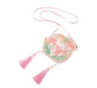 CONGARTENO Crossbody Shoulder Bag with Handcrafted Bunny Embroidery, Small Cartoon Easter Purse, 100cm Strap Novelty Fun Cloth Bag for Festive and Daily Use