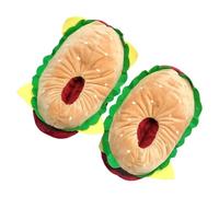 CONGARTENO Cute Cartoon Burger Slippers Indoor Warm Fluffy Winter House Slippers for Men and Women, Soft Plush Cozy Home Footwear