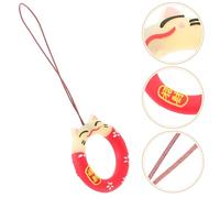CONGARTENO Cute Cartoon Lucky Cat Phone Lanyard Ring Design Red Anti-Lost Practical Phone Rope for Men and Women Stylish Mobile Pendant for Everyday Use