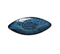 CONGARTENO Decorative Food Plate with Classic Attractive Style Sushi Plate Ceramic Salmon Shape Blue Colour Serving Sashimi and Ice Food for Home and Hotels