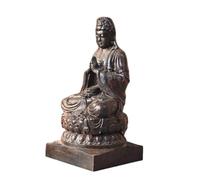 CONGARTENO Delicate Wooden Buddha Figurine Traditional Meditation Statue Indoor Desktop Decor Stable Flat Base Ornament for Home Office Decoration
