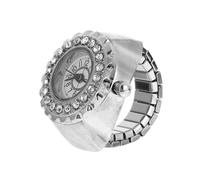 CONGARTENO Diamond Ring Watch Electronic Finger Jewelry Decorative Round Dial Silver Women's Fashionable Accessory for Daily Wear