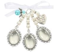 CONGARTENO DIY Pearl Heart Photo Frame Charm for Wedding Bouquets Romantic Memorial Pendant with Smooth Surface for Bridal Showers Anniversaries and Birthday Keepsakes Oval Picture Frame