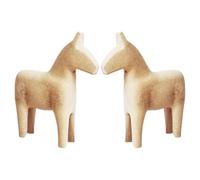 CONGARTENO DIY Wooden Horse Figurines 2Pcs Animal Statues for Home Decor, Unpainted Wood Craft Suitable for Boys and and Festive Activities