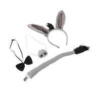 CONGARTENO Donkey Costume Accessory Set for Adults Halloween Cosplay Kit with Ears Headband Tail Nose Bow Tie Animal Fancy Dress Party Essential for Farm Themes Birthdays Carnivals