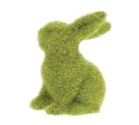 CONGARTENO Easter Bunny Decoration Moss Flocked Rabbit Statue Resin Figurine for Home Desk Garden Decor Small Sitting Animal Sculpture Easy to Clean Desktop Ornament