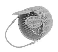 CONGARTENO Easter Bunny Woven Basket with Handle Lightweight Rattan Storage Organizer for Egg Hunt Picnic Party Floral Display and Holiday Decor in Grey