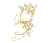 CONGARTENO Elegant Non-pierced Ear Cuff Earrings for Women Handmade Leaf Flower Design Lightweight Alloy and Copper Ear Clips Dainty Elf Style for Brides and Festivals