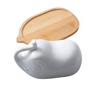 CONGARTENO Elephant Design Ceramic Butter Container with Lid Embossed Porcelain Dish for Kitchen Food Storage Dustproof and Butter Box Stylish Serving Platter for Home Use