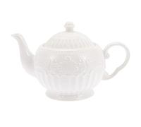 CONGARTENO Embossed Teapot Elegant White Afternoon Tea Water Jug for Home Office Use Comfortable Handle Easy to Clean for Gatherings and Coffee Shops