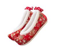 CONGARTENO Embroidered Cloth Shoes Chinese Ethnic Style Flat Shoes with Sole Breathable Handcrafted Pattern Comfortable Lightweight Gift for Hanfu Lovers