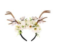 CONGARTENO Exaggerated Deer Antlers Headband with Butterfly Flowers Elk Hair Hoop for Christmas Halloween Party Unique Festive Headpiece Enhancing Holiday Spirit and Outfit Charm