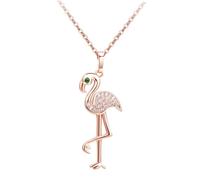 CONGARTENO Fashion Flamingo Necklace Pendant for Women Elegant Rose Gold Copper Lightweight Jewelry Cute Tropical Animal Design for Party Anniversary Birthday Daily Wear