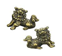 CONGARTENO Feng Shui Lion Decor Solid Brass Copper Lion Statue Tabletop Ornament for Home Office Wealth Gift