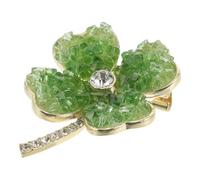 CONGARTENO Four-leaf Clover Brooch Pin Crystal Details Good Fortune Charm for St Patrick's Day Irish Lapel Brooch for Scarves Hats Party Wear