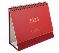 CONGARTENO Gold Foil Desktop Calendar Large Standing Desk Organizer for Office Home Use Portable English Monthly Paper Planner From July to December Stylish Wine Decor with Date