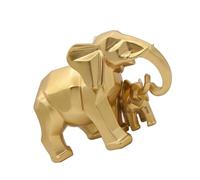 CONGARTENO Golden Resin Elephant Family Ornament Geometric Sculpture for Home Office Garden Decor Fade-resistant Animal Figurine with Fine Detail Craftsmanship Gift for Family