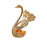 CONGARTENO Golden Zinc Alloy Kitchen Spoons Set with Practical Holder Condiment and Seasoning Scoops for Home Use Stylish Polished Metal Craft for Easy Cleaning and Elegant Table Decoration