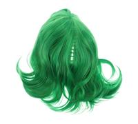 CONGARTENO Green Short Wavy Cosplay Wig with Scarf for Vibrant Hair Accessory for Birthday Halloween Masquerade Costume Detailed Craftsmanship Cute Playful Party Wig